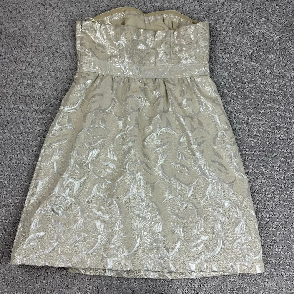 NWT American Eagle Dress Mini Strapless Metallic Printed Short Zip Womens S - Picture 7 of 8